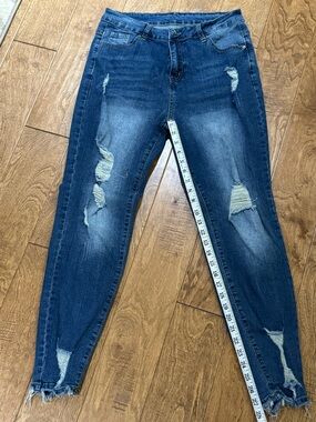 Women’s Distressed Dark Blue Skinny Jeans